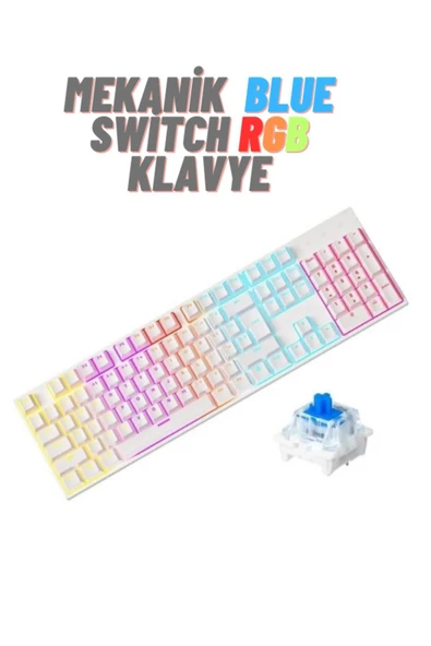 ATAsoft ELEKTRONİK Since 2021 Rgb Kırmızı Switch Q Gaming Tam Mekanik Kablolu Oyuncu Klavyesi Bkb4