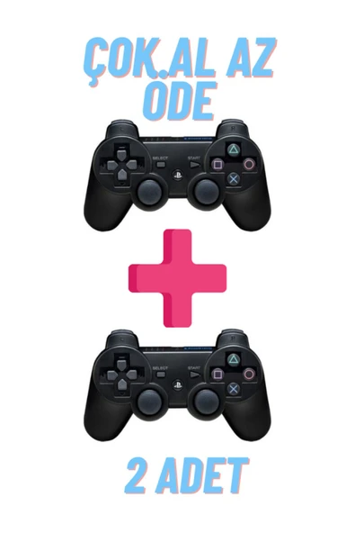 ATAsoft ELEKTRONİK Since 2021 2 Adet Double Ps3 Uyumlu Kablosuz Analog Oyun Kolu Şarj Kablo Hediye