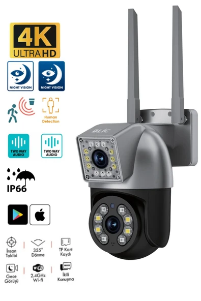 EvimShopping 1080p 4k Ip Kamera Wifi Speed Dome Ptz 2mp Dış Mekan Ip-30 Ev Ofis Bebek Kamera Akıllı Ip Kamera - 2