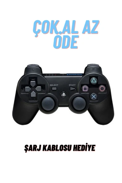 ATAsoft ELEKTRONİK Since 2021 Double Ps3  Uyumlu Kablosuz Analog Oyun Kolu Şarj Kablo Hediye - 1