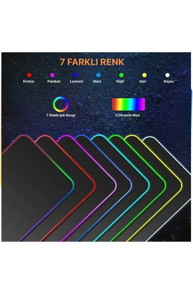 ATAsoft Rgb Led Gaming Mousepad Siyah Kaymaz Su Geçirmez Xl Mousepad 80x30 - 4