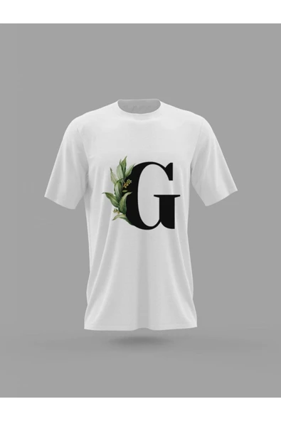 Panorama Ajans Unisex G Harfi Yeşil Yapraklı Baskılı T-shirt ürün görseli 1