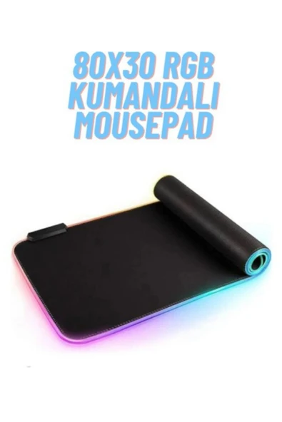 ATAsoft ELEKTRONİK Since 2021 Rgb LED Gaming Mousepad Siyah Kaymaz Su Geçirmez Kumandalı Xl Mousepad 80X30