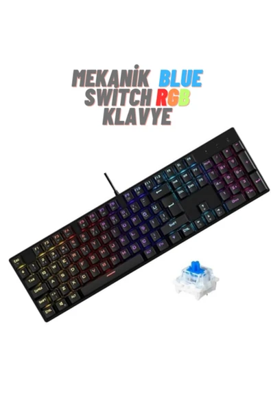 ATAsoft ELEKTRONİK Since 2021 Rgb Kırmızı Switch Q Gaming Tam Mekanik Kablolu Oyuncu Klavyesi Bkb4 - 1