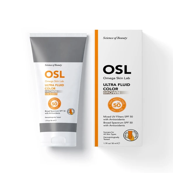 OSL Omega Skin Lab Renkli Güneş Koruyucu Spf 50 Koyu Tenliler Için  - Ultra Fluid Spf 50 Brown - 1