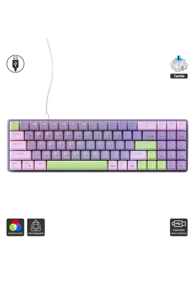 ATAsoft ELEKTRONİK Since 2021 K65 Oyuncu Klavyesi Gaming Mekanik 78 Tuşlu Rainbow Aydınlatmalı Hot-Swapp Usb Tip-c Kablosu