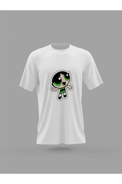 Panorama Ajans Powerpuff Girls Severlere Buttercup Sticker Baskılı T-shirt ürün görseli 1