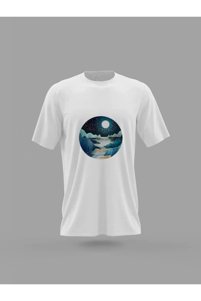 Panorama Ajans Dolunay Yakamoz Çizimli Baskılı T-shirt ürün görseli 1