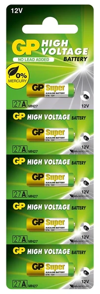GP GP27A-C5 27A 12V Alkalin Spesifik Pil 5'li Paket ürün görseli 1