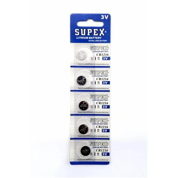 Supex CR1216-C5 3V Lityum Düğme Pil 5'li Paket - 1