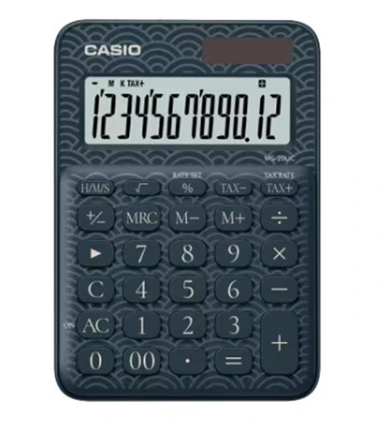 Casio MS-20UC-JBU 12 Hane Lacivert Desenli Masa Üstü Hesap Makinesi ürün görseli 1