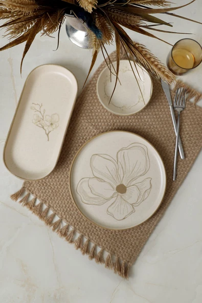 Keramika Taupe Bloom Kahvaltı Takımı 12 Parça 6 Kişilik 22519-28-29 - 4