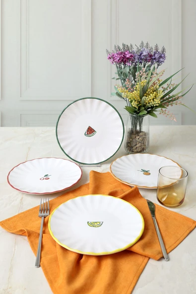 Keramika Fruit Feast Sirius Pasta Tabağı 22 Cm 4 Adet 23108-11 - 4