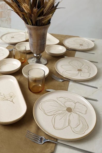 Keramika Taupe Bloom Kahvaltı Takımı 12 Parça 6 Kişilik 22519-28-29 - 3
