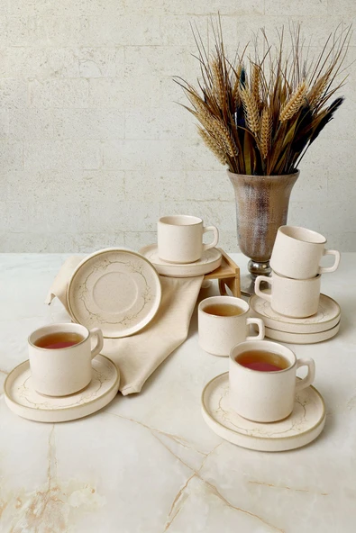 Keramika Taupe Bloom Stackable Çay Takımı 12 Parça 6 Kişilik 22520-28 - 3