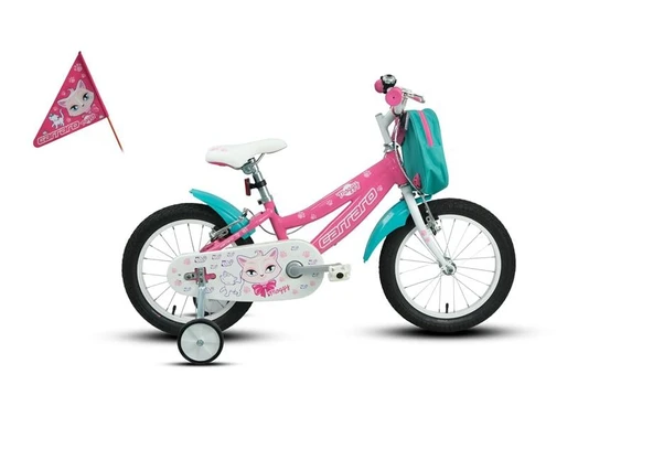 CARRARO MOGGY KIZ ÇOCUK BİSİKLETİ 220H V 16 JANT PEMBE BEYAZ TURKUAZ ürün görseli