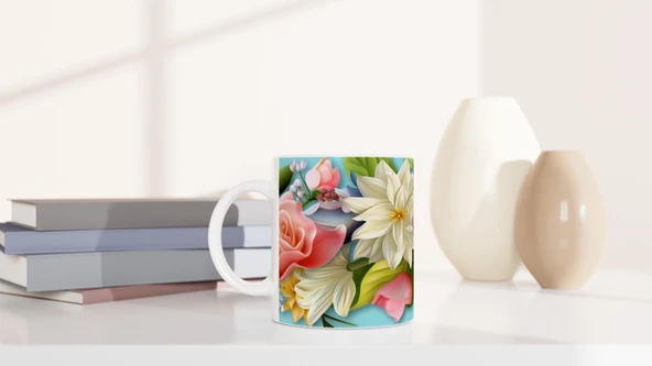 Pastel Çiçek Bahçesi Temalı Kupa Bardak - Resim 6