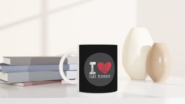 I Love Bull Terrier Temalı Baskılı Kupa Bardak-2 - Resim 6