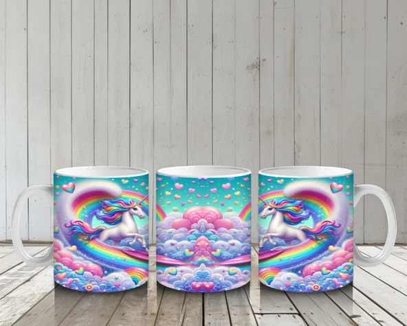 Çocuklara Sütü Sevdiren Bulutlar Arasında Dans Eden Unicornlar Kupa Bardak - 6