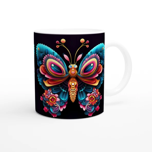 Renk Patlaması Kelebek Kupa Bardak - Resim 3