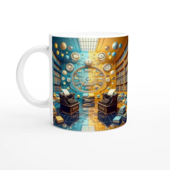 İkizler Burcu Baskılı Kahve Kupası - Zodyak Kütüpanesi Vs3 ürün görseli 1