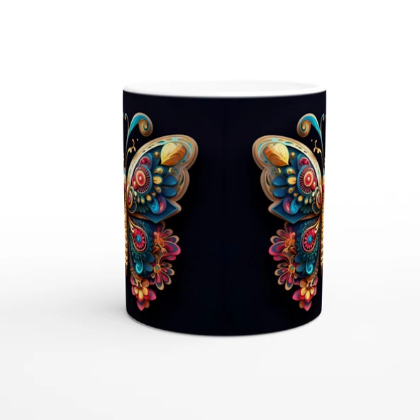 Renkli Kelebek Baskılı Kupa Bardak - 2