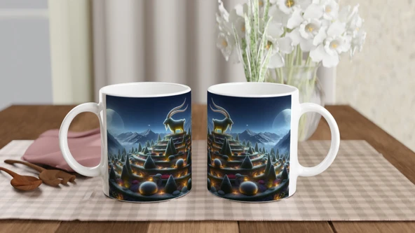 Oğlak Burcu Baskılı Kahve Kupası - Ay ışığında Zodyak Bahçesi Vs2 - Resim 5