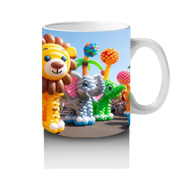 Çocuklara Sütü Sevdiren Balon Figürlü Sevimli Aslan ve Fil Desenli Kupa Bardak - 4