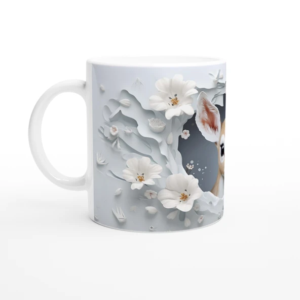 Çatlak Duvardan Bakan Sevimli Geyik Temalı Baskılı Kupa Bardak - Resim 2