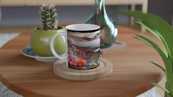 Neon Mercanlar ve Sevimli Yunus Temalı Su Altı Kupa Bardak - Resim 4