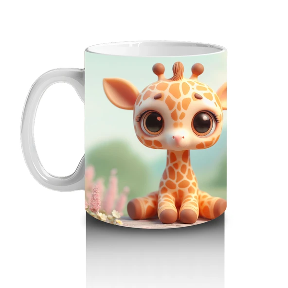 Çocuklara Sütü Sevdiren Zarif Zürafa Yavrusu Kupa Bardak - 2