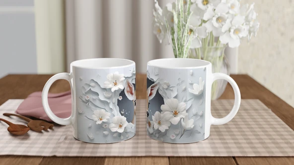 Çatlak Duvardan Bakan Sevimli Geyik Temalı Baskılı Kupa Bardak - Resim 5