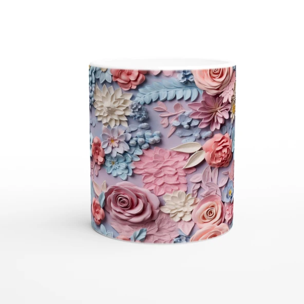 Pastel Düş Bahçesi Çiçek Desenli Kupa Bardak - Resim 2