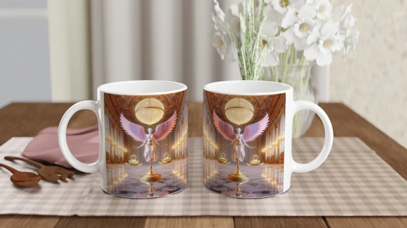 Terazi Burcu Baskılı Kahve Kupası - Zodyak Maskeli Balo Vs4 - Resim 5