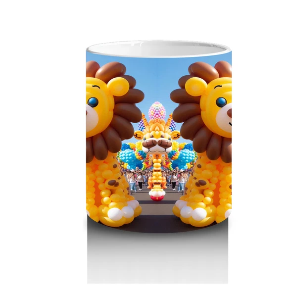 Çocuklara Sütü Sevdiren Balon Figürlü Sevimli Aslan ve Fil Desenli Kupa Bardak - 3