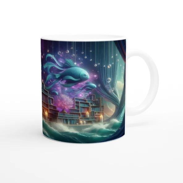 Balık Burcu Baskılı Kahve Kupası - Zodyak Kütüpanesi Vs3 - 3