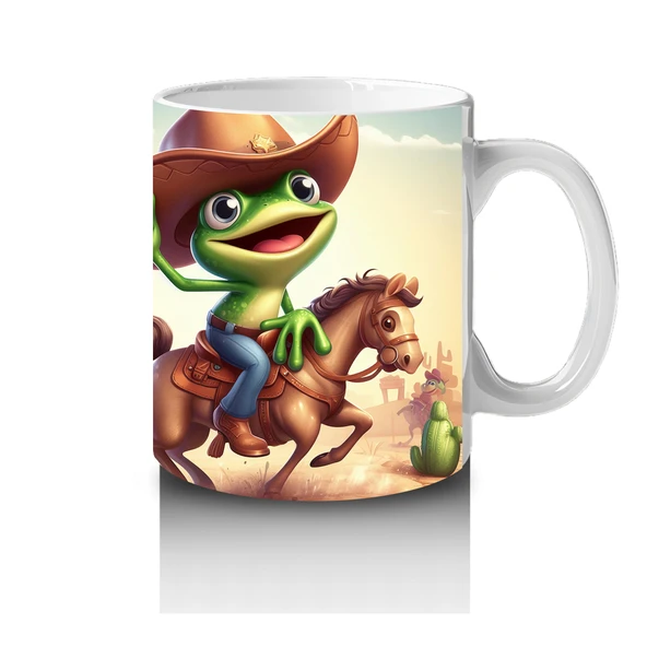 Çocuklara Sütü Sevdiren Atlı Kovboy Kurbağa Kupa Bardak - 4