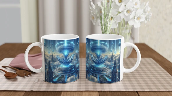 Kova Burcu Baskılı Kahve Kupası - Elementsel Doğa Krallığı Temalı Vs4 - 5