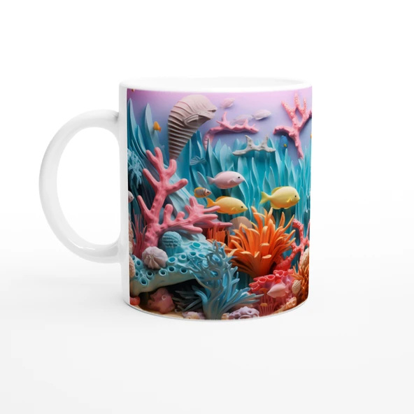 Mercan Ormanında Yüzen Renkler Kupa Bardak - Resim 2