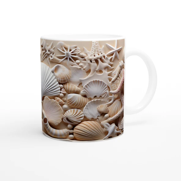 Mercan ve Deniz Yıldızı Motifli Su Altı Temalı Kupa Bardak - 3