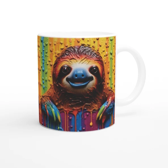 Renk Yağmurunda Gülümseyen Tembel Kupa Bardak - 3