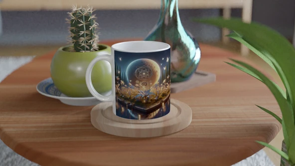 Başak Burcu Baskılı Kahve Kupası - Ay ışığında Zodyak Bahçesi Vs2 - Resim 4
