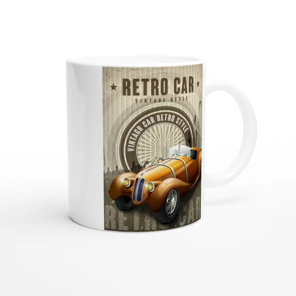 Retro Araba Işıltılı Vintage Tarz Kupa Bardak - Resim 2