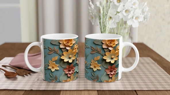 Altın Sarısı Bahar Dokunuşlu Kupa Bardak - Resim 5