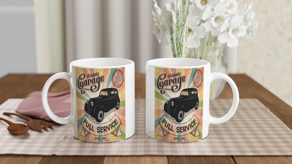 Retro Full Service Garage Kupa Bardak - Resim 3