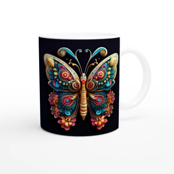 Renkli Kelebek Baskılı Kupa Bardak - 3