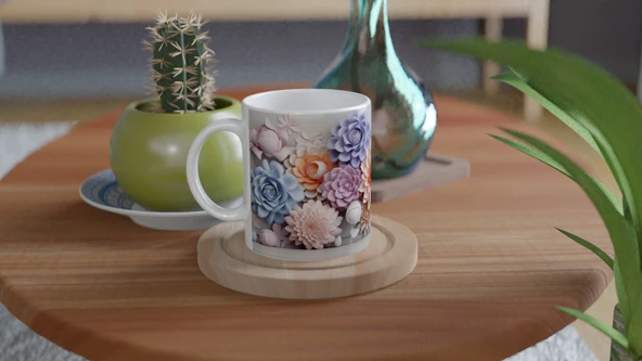 Pastel Çiçek Duvarı Kupa Bardak - Resim 4