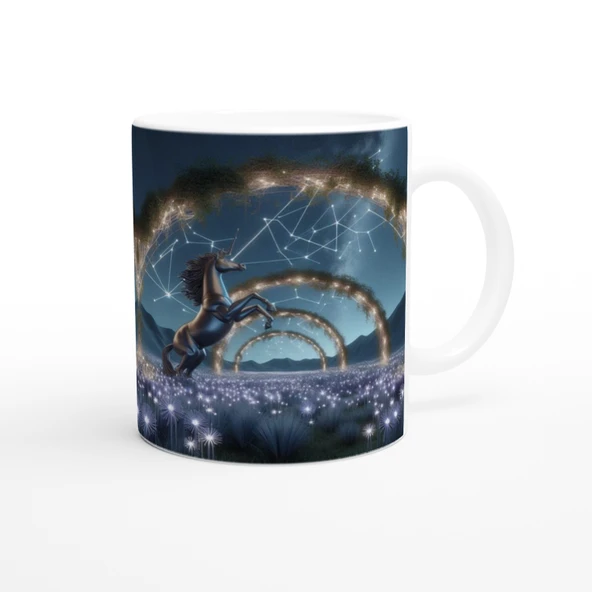 Yay Burcu Baskılı Kahve Kupası - Ay ışığında Zodyak Bahçesi Vs2 - Resim 3