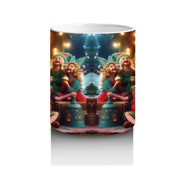 Çocuklara Sütü Sevdiren Neşeli Elfler ve Orman Şenliği Desenli Kupa Bardak - 3