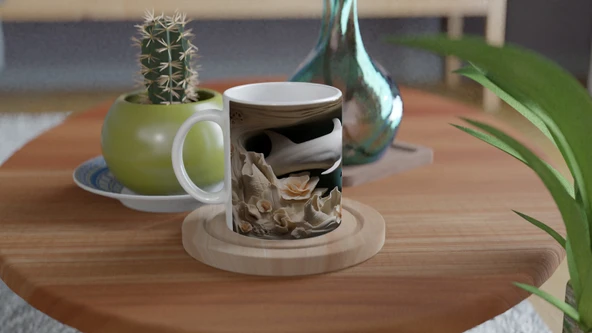 Mercan Dalgalar Arasında Yüzen Şirin Yunus Kupa Bardak - 4